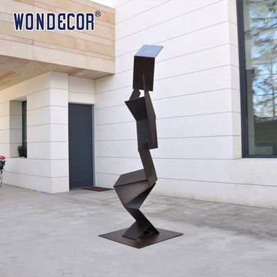Large outdoor metal art, irregular geometry, weather resistant steel sculpture