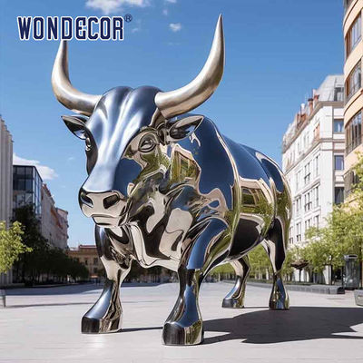 Large outdoor park metal art abstract animal hollow bull stainless steel sculpture