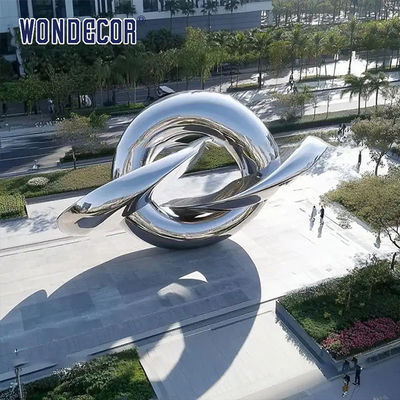 Abstract Stainless Steel Ring Sculpture of Modern City Street Architecture