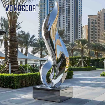 Large outdoor hotel gate forged metal abstract ribbon stainless steel sculpture