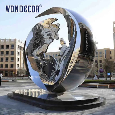 Large outdoor square forged metal abstract ring stainless steel sculpture