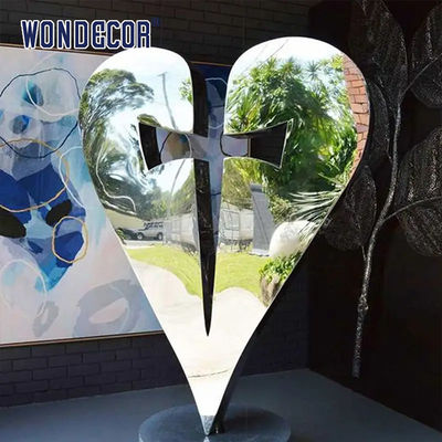 170cm Large Outdoor Garden Forged Metal Abstract Heart Shaped Stainless Steel Sculpture
