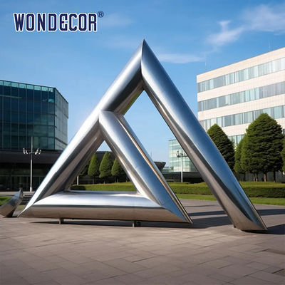 Large outdoor park forging metal modern geometric triangular stainless steel sculpture