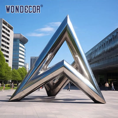 Large outdoor park forging metal modern geometric triangular stainless steel sculpture