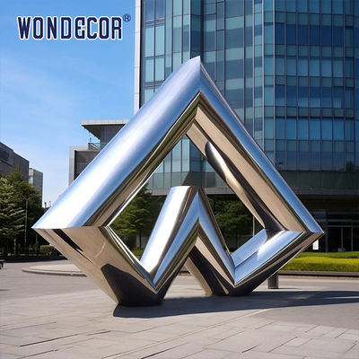Large outdoor park forging metal modern geometric triangular stainless steel sculpture