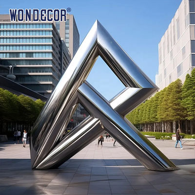 Large outdoor park forging metal modern geometric triangular stainless steel sculpture