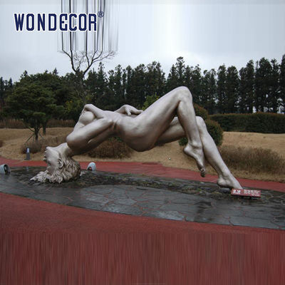 Outdoor Park Large Cast Stainless Steel Sculpture Metal Reclining Naked Beauty