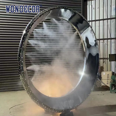Outdoor Stainless Steel Garden Art Large Forged Metal Geometric Circular Fountain