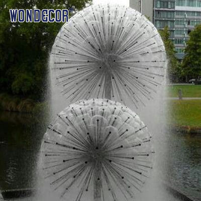 Outdoor Modern Abstract Dandelion Stainless Steel Fountain Sculpture Large