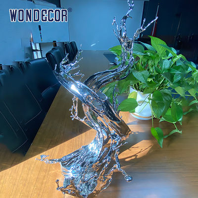 Small Indoor Desktop Stainless Steel Sculpture Artists Metal Ornament Abstract Water Flow