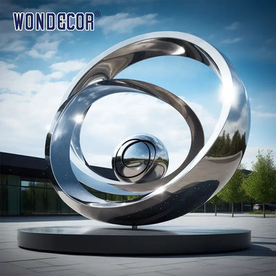 Outdoor Park Square Metal Art Abstract Stainless Steel Sculpture Star Ring