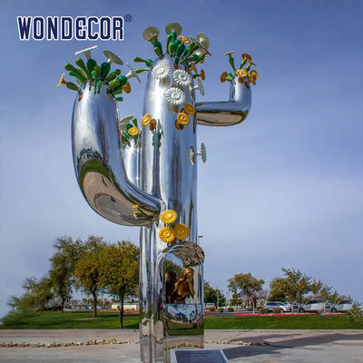Outdoor Large Abstract Cactus Casting Stainless Steel Sculpture
