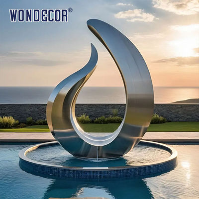 Outdoor swimming pool metal decoration abstract geometric musical symbols stainless steel sculpture