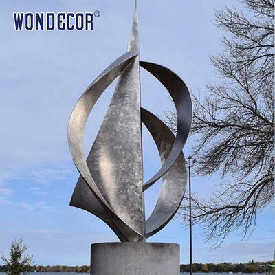 Large stainless steel ship abstract sculpture