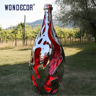 Custom Modern Outdoor Large-Scale Colored Wine Bottle Stainless Steel Sculpture