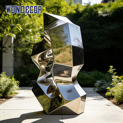Large outdoor courtyard metal art modern geometric stainless steel sculpture