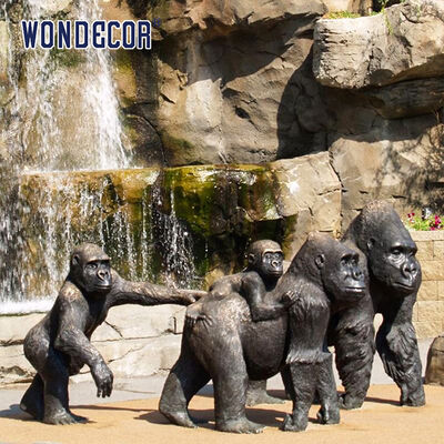 Garden Use Life Size Black Patina Effect Bronze Gorilla Sculpture for Sale