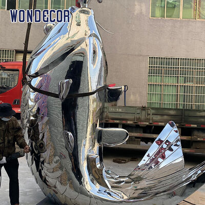 Modern Animal Fish Stainless Steel Sculpture Custom Outdoor Decor Large Sculpture