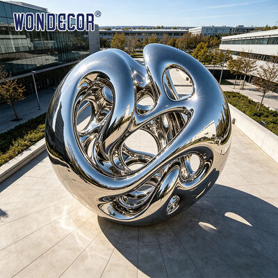 Large Mirror Polished Stainless Steel Hollow Abstract Sphere Sculpture Outdoor Plaza Modern Art City Landmark Decorative Statue