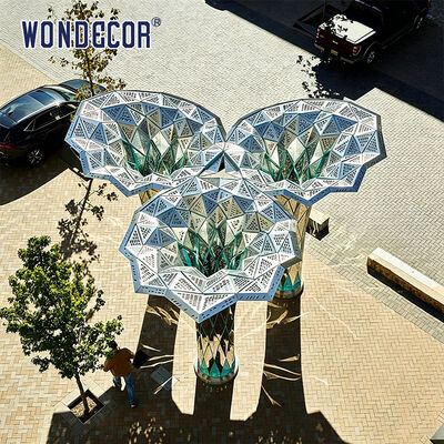 Large outdoor park stainless steel lighting sculpture