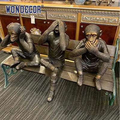 Custom Life size bronze three wise monkeys statues for garden decoration