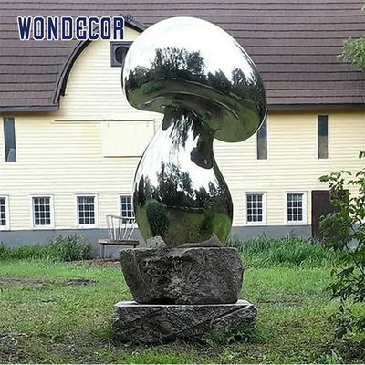 Stainless Steel Metal Mushroom Sculpture 80cm Outdoor Decoration