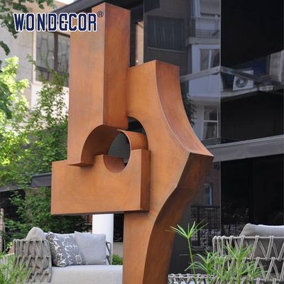 Modern outdoor garden large geometric weather resistant steel sculpture