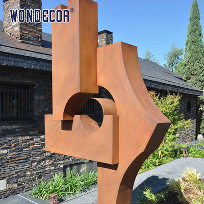 Modern outdoor garden large geometric weather resistant steel sculpture