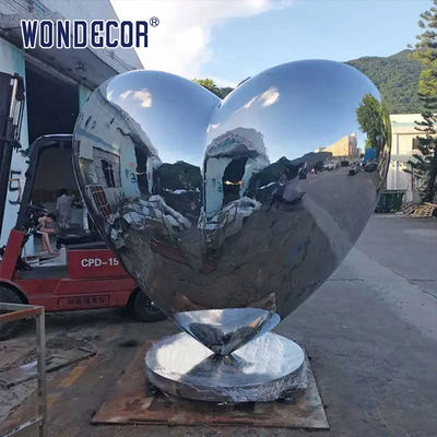 170cm Large Outdoor Garden Forged Metal Abstract Heart Shaped Stainless Steel Sculpture