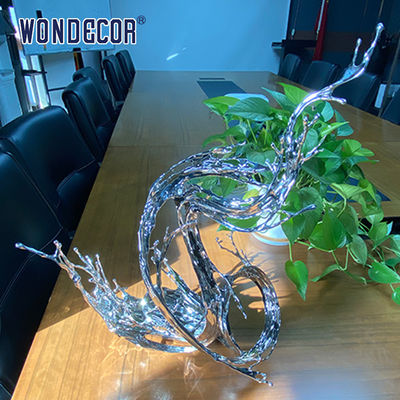 Small Indoor Desktop Stainless Steel Sculpture Artists Metal Ornament Abstract Water Flow