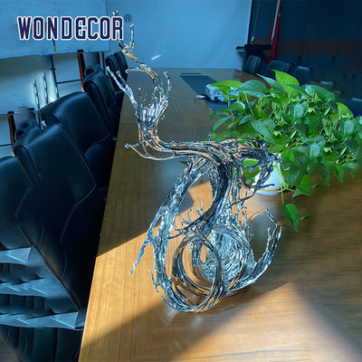 Small Indoor Desktop Stainless Steel Sculpture Artists Metal Ornament Abstract Water Flow
