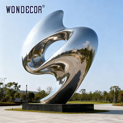 Oversized Outdoor Art Style Stainless Steel Sculpture, Modern Abstract Landscape Decorative Ornament