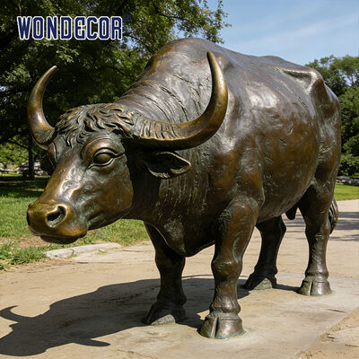 Life-Size Bison Bronze Sculpture - Modern Metal Animal Decoration for Outdoor Parks