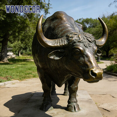 Life-Size Bison Bronze Sculpture - Modern Metal Animal Decoration for Outdoor Parks