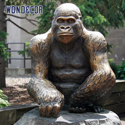 Garden Use Life Size Black Patina Effect Bronze Gorilla Sculpture for Sale