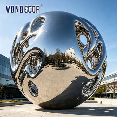 Large Mirror Polished Stainless Steel Hollow Abstract Sphere Sculpture Outdoor Plaza Modern Art City Landmark Decorative Statue