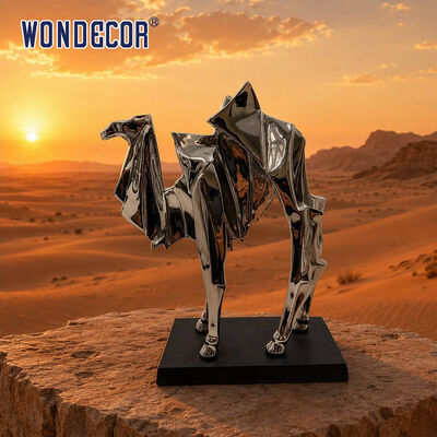 Large Mirror Stainless Steel Origami Camel Sculpture for City Plaza Commercial Landscaping